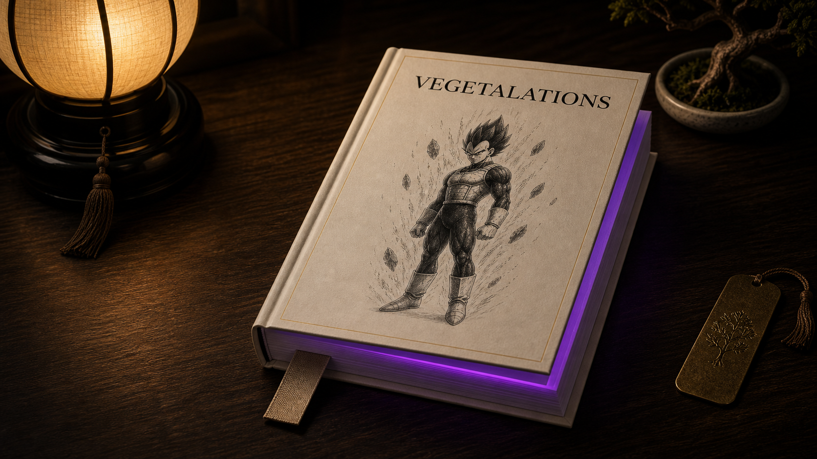 Sealed Vegetalations book glowing with a royal purple edge